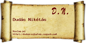Dudás Nikétás névjegykártya